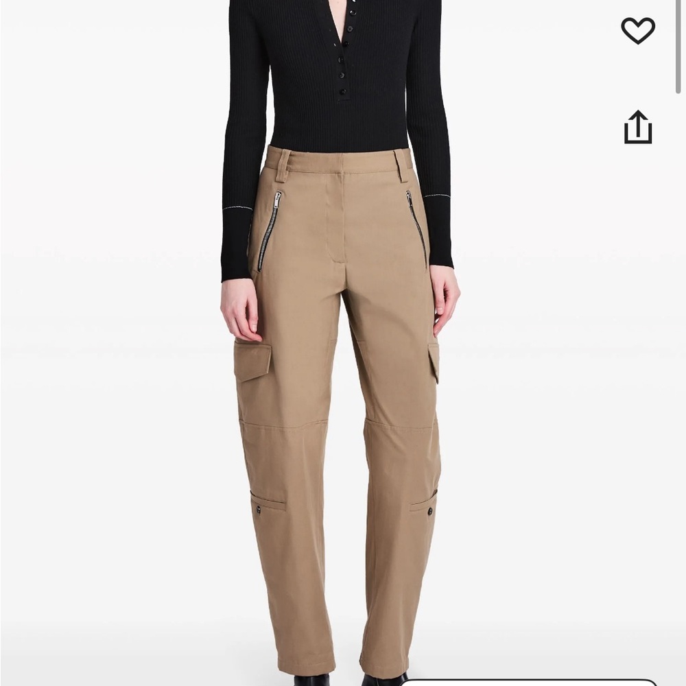 Proenza Schouler Green and Tan Trousers High-Rise Tailored